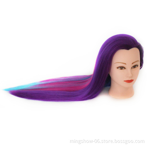 28" 100% High Temperature Fiber Colorful Hair Training Head Nice Hairdressing Doll Heads Mannequin Head To Practice Braiding